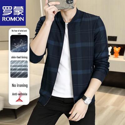 Men's Stand Collar Plaid Jacket
