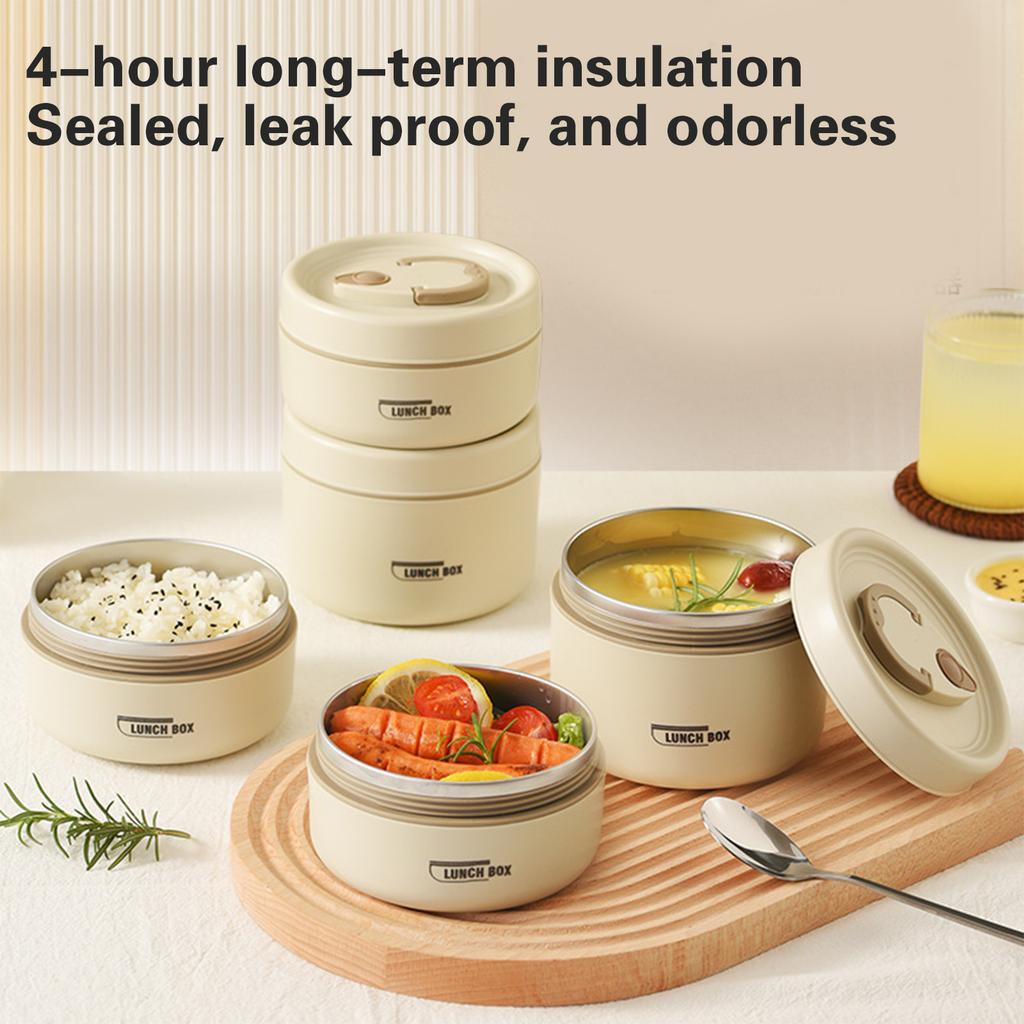 Stackable Bento Lunch Box Set Adult Bento Box for Hot Meals Stainless Steel Insulated Lunch Box Set with Bag