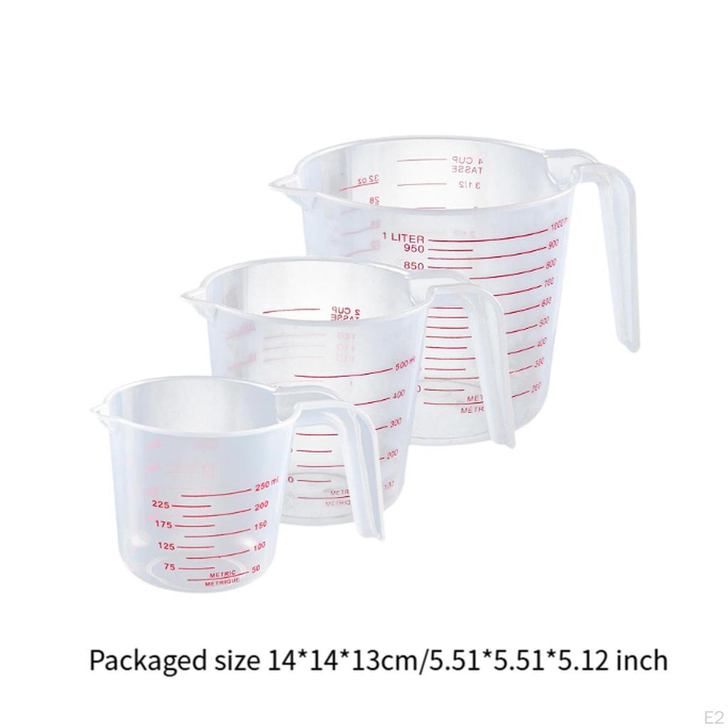 Clear Measuring Cups Containers with Handle and Pouring Spout Easy Clean Kitchen Tools for