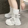 Fashion Chunky Platform Boots Women Punk Star Buckle Strap Sneakers Autumn Winter Thick Bottom Motorcycle Boot