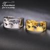 Teamer Globle World Map Open Rings for Women Men Stainless Steel Hollow Adjustable Gold Color Finger Ring Traveler Jewelry Gifts