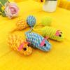 Knitted Mouse Cat Toy, Interactive Plush Mouse Toy with Ball Tail for Indoor Cats