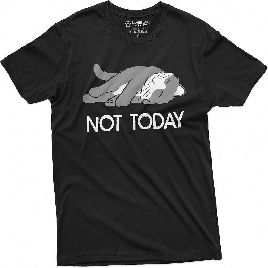 Funny Lazy Cat Not Today T-Shirt do it Later Tee Shirt Cat Lover Pet Tee Shirt XXXXXL чёрный