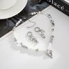Salircon Exquisite Imitation Pearl Necklace Earrings Set Women Trendy Irregular Acrylic Beaded Love Heart Pendant Choker Jewelry