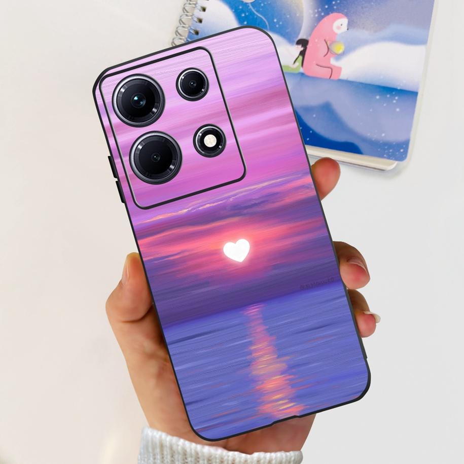 For Infinix Note 30i Case Stylish Flower Black TPU Shockproof Bumper For Infinix Note 30 Pro X678B Phone Cover Note 30 5G Fundas
