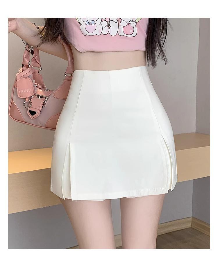 

Petite Black Hot Girl Bodycon High Waist Slimming A-Line Slit Midi Skirt for Summer M белый