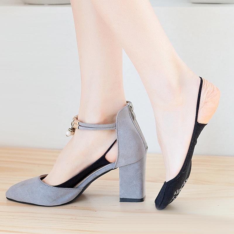 5 Perechi Șosete Dama Bumbac Șosete Barcă Antiderapante Invizibile Subțiri Șosete Subțiri de Vară cu Jumătate de Talpă Bretelă Nu Cad Șosete Barcă