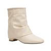 Inner height increase~ trouser boots women's autumn and winter new French square head pleated short boots retro square head western boots