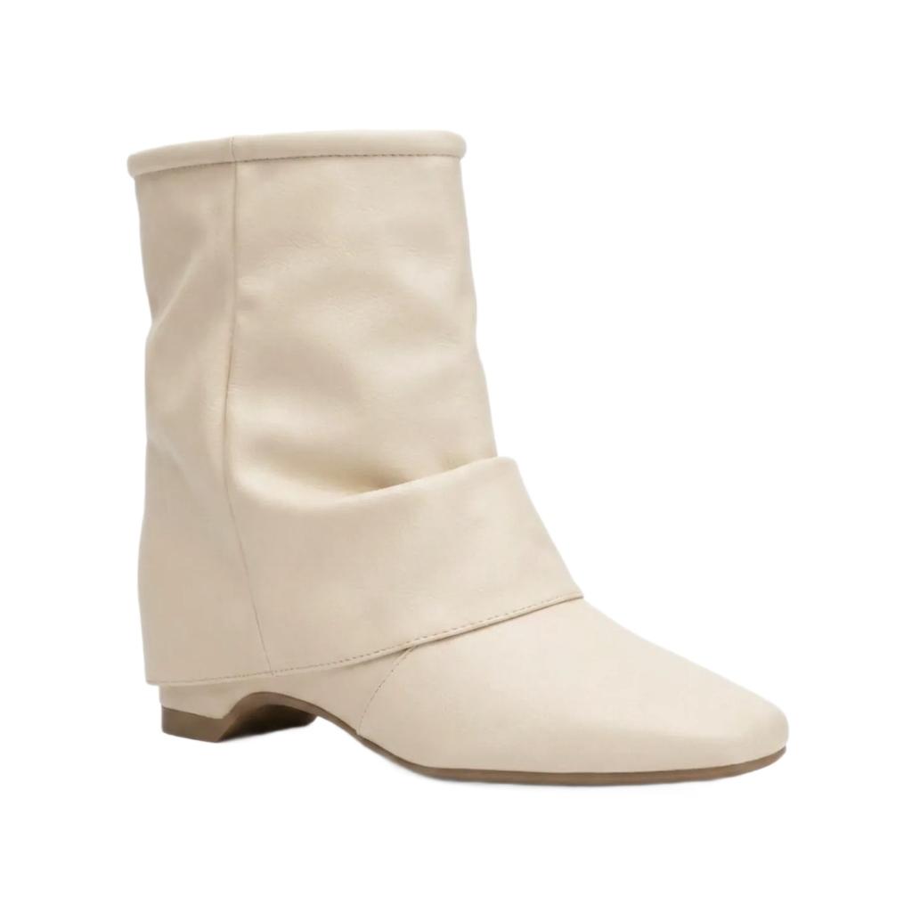 Inner height increase~ trouser boots women's autumn and winter new French square head pleated short boots retro square head western boots