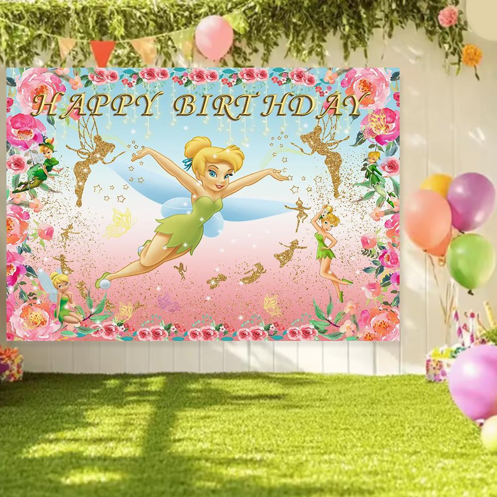Peter Pan Tinker Bell Birthday Party Decoration Cake Topper Balloon Princess Forest Elf Background Banner Boy Girl Gifts
