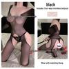 Alluring Four-Sided Open Crotch Mesh Bodysuit with Long Sleeves