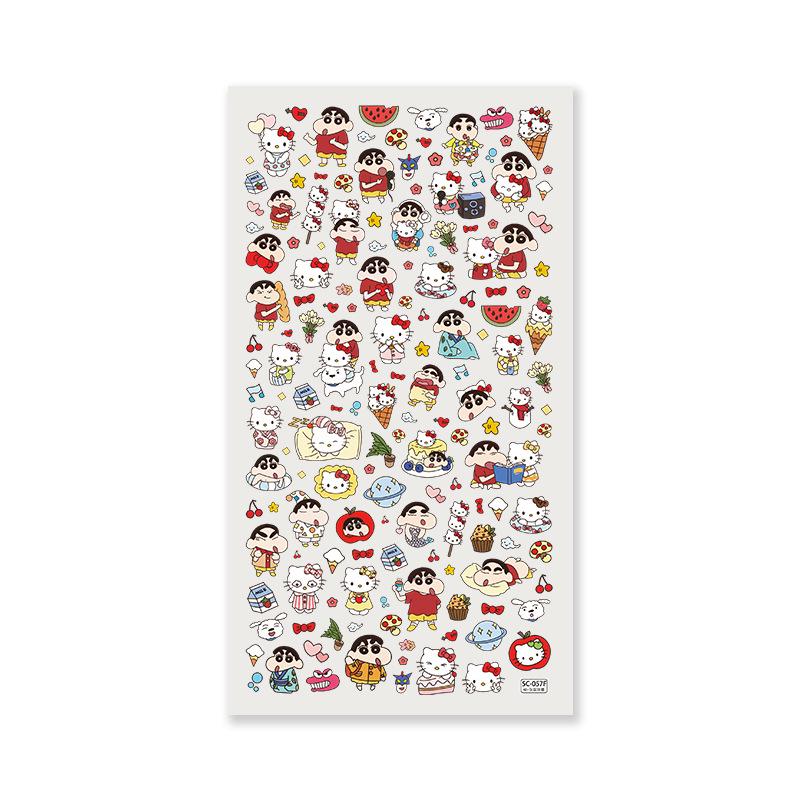 Sky Mischievous Shin-chan Kitty Cute Gag Nail Stickers with 3D Embossed Cartoon Design