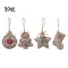 Farmhouse Christmas Stocking Ornaments Burlap Ornaments, Rustic Linen Fabric Hanging Decoration, Tree Ball Vintage Style Xmas Decor Star Shaped