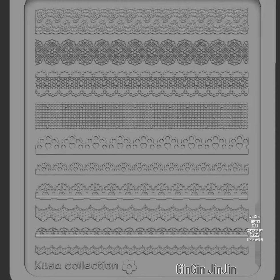 Good Night Series: Cartoon Silicone Nail Art Molds with Lace, Flowers & Rabbits, High Transparency