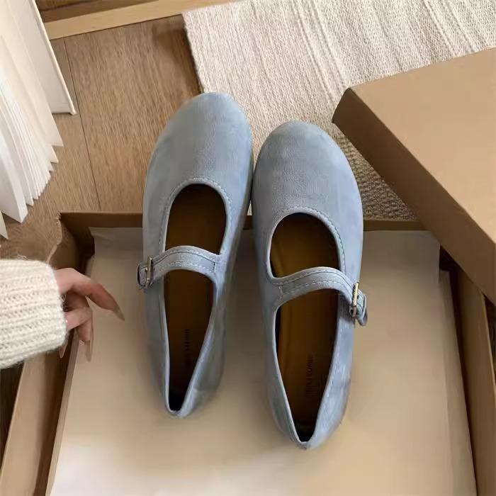 Spring Color~ 2025 New Daily Versatile Flat Shoes Round Head One-Word Band Ballet Mary Jane Shoes Women