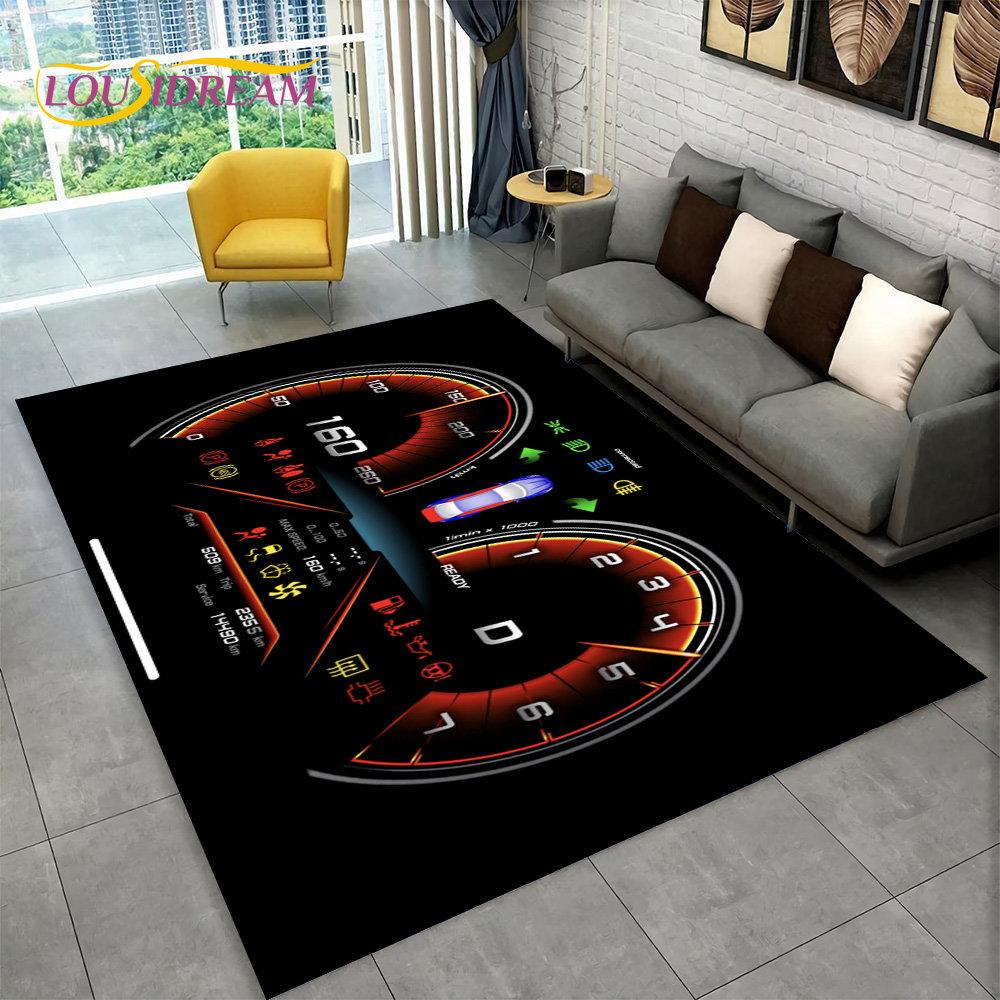 3D Car Racing Dashboard Area Rug Large,Carpet Rug for Living Room Bedroom Sofa Kitchen Doormat Decor,Kid Play Non-slip Floor Mat