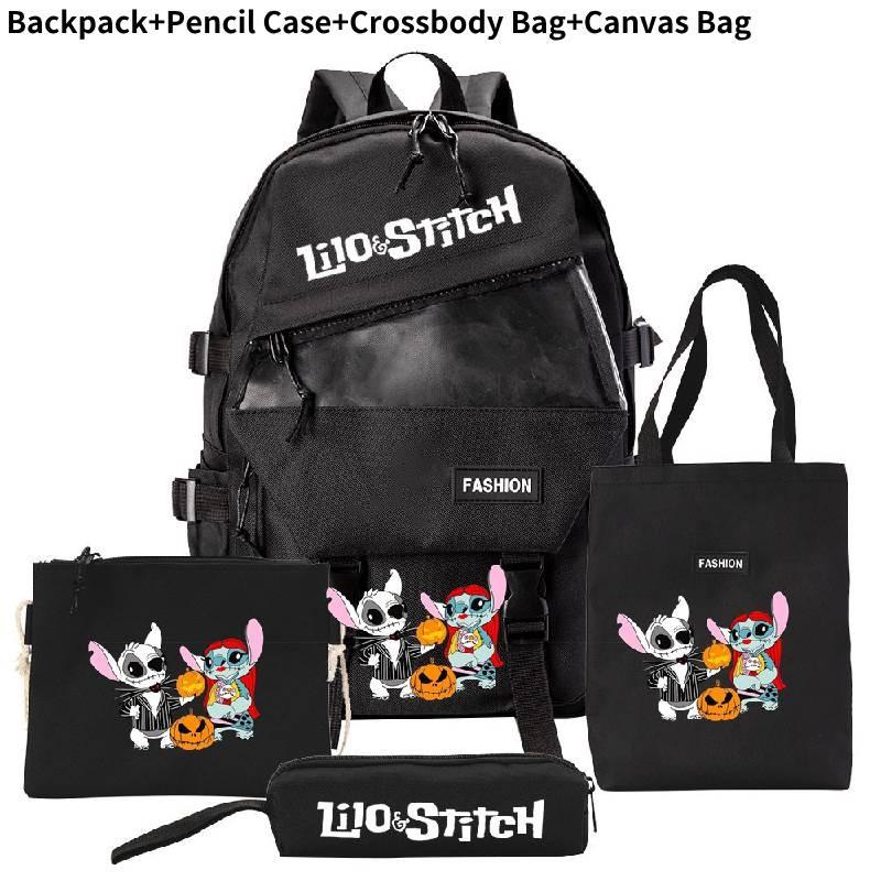 Stylish And Versatile Stitch Backpack Set With Four Unique Pieces For Students
