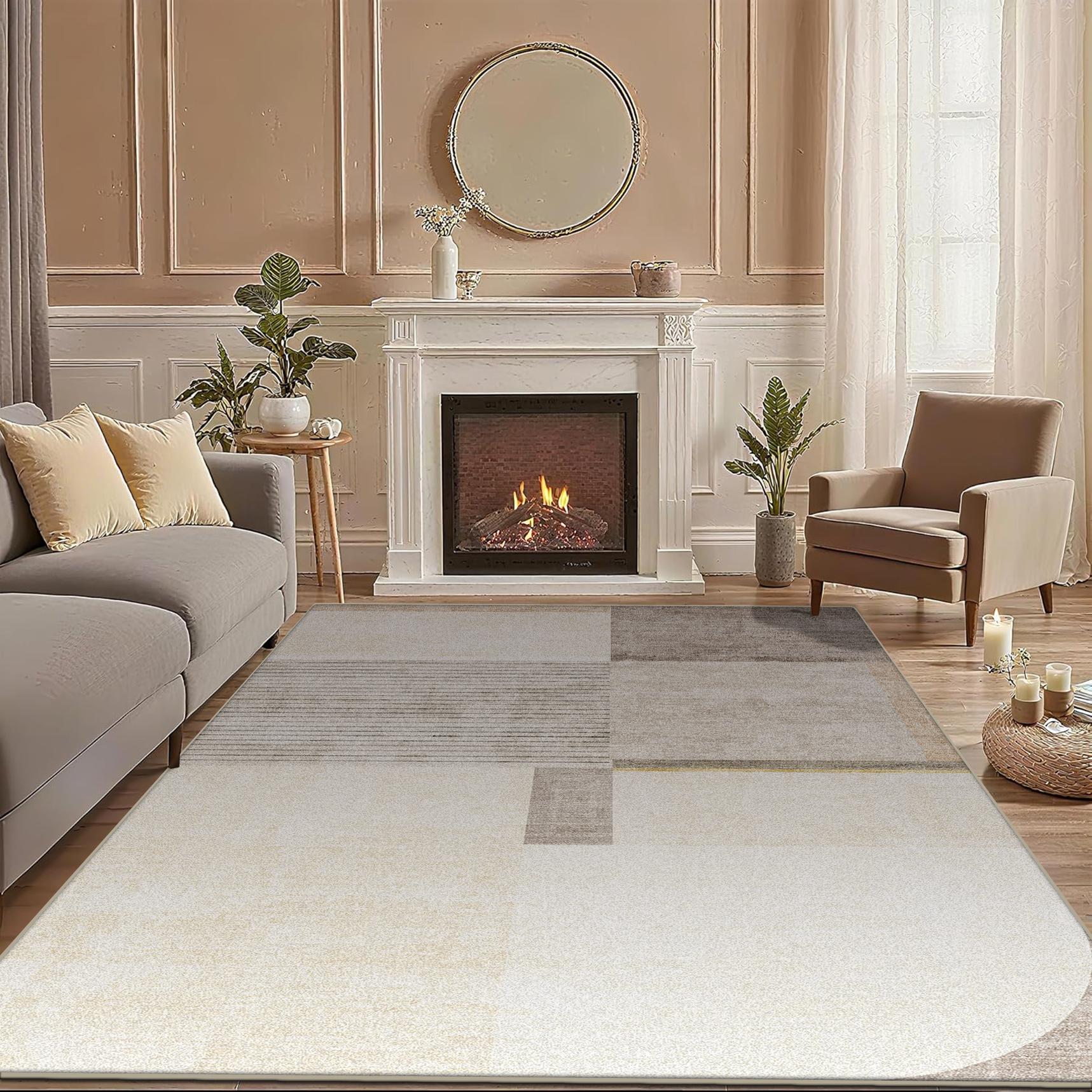 

Light Luxury Style Striped Large Living Room Carpet Modern Minimalism Decoration Sofa Area Rug Bedroom Fluffy Non-slip Floor Mat 50x80cm