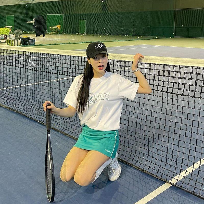 Tennis Club American Retro Sports Tennis Club Letter Print Pure Cotton Younger T-shirt Female