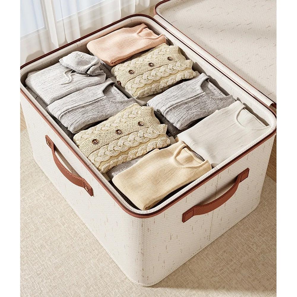 1PC Foldable Organizer Storage Box With Lid Large Capacity Dustproof Clothes Organizer Home Closet Multi-functional Organizer