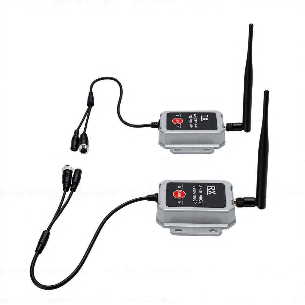 2.4Ghz Wireless Camera Video Transmitter and Receiver Kit for AHD Camera Monitor Car Bus Truck Waterproofing