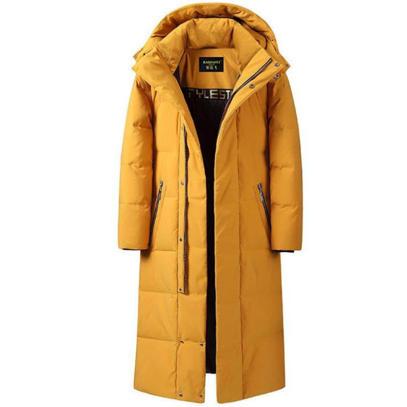 

Пальто выше колена, мужские шелковые пальто с хлопковой подкладкой, женская зимняя толстая теплая куртка, парка для влюбленных 2XL темно-желтого