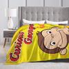 Curious George Funny Cartoon Flannel Blanket Monkey Awesome Throw Blankets for Home 125*100cm Quilt,