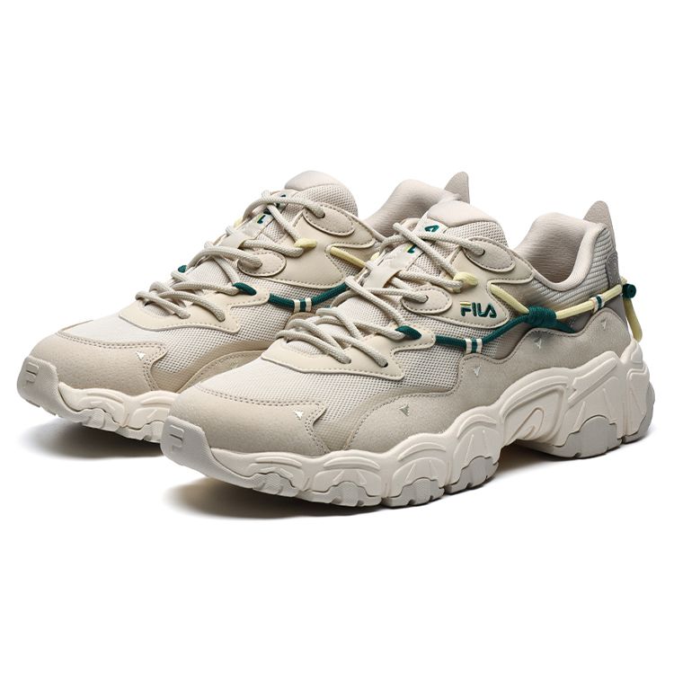 FILA Fashion Sneakers Fabric Synthetic Leather Mesh Casual Low-Top Lifestyle Shoes Men Sneakers Beige F12M134108FAB