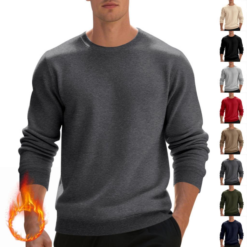 Men's Vintage Crewneck Long Sleeve Sweatshirt | Solid Color Loose Fit Casual Pullover | Retro Streetwear For Daily & Weekend Wear
