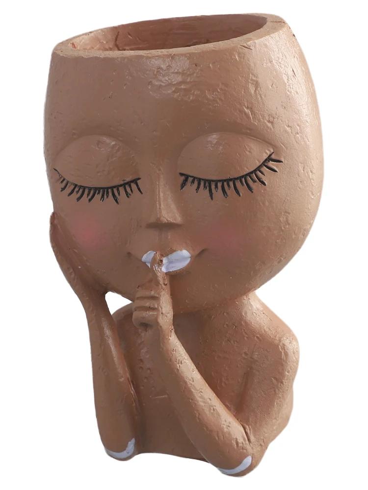 Ansiktsplanterare för flickor Europeisk stil Hartsblomkruka för inomhus utomhus Trädgård Suckulenter Blommor Kryddväxter Balkong Gård