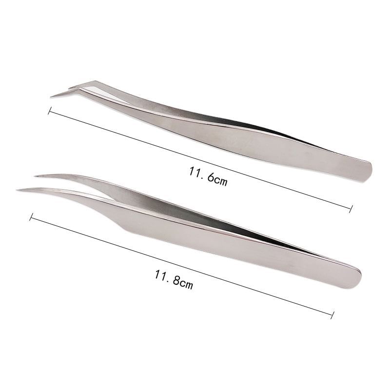 Lashie - Set of 2: Stainless Steel Eyelash Tweezers (Various Designs)