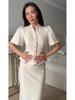 Women's 2026 Elegant Cardigan Short-Sleeve Top and Long Skirt Set
