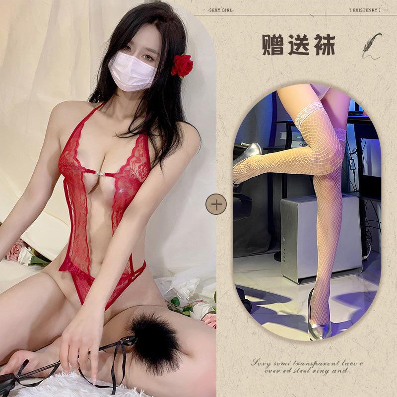 European and American sexy lingerie perspective backless body sculpting lace