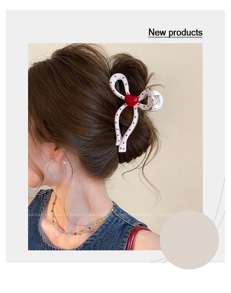 Large Bow Polka Dot Shark Hair Clip for Thick Hair - Women's 2026 Updo Accessory