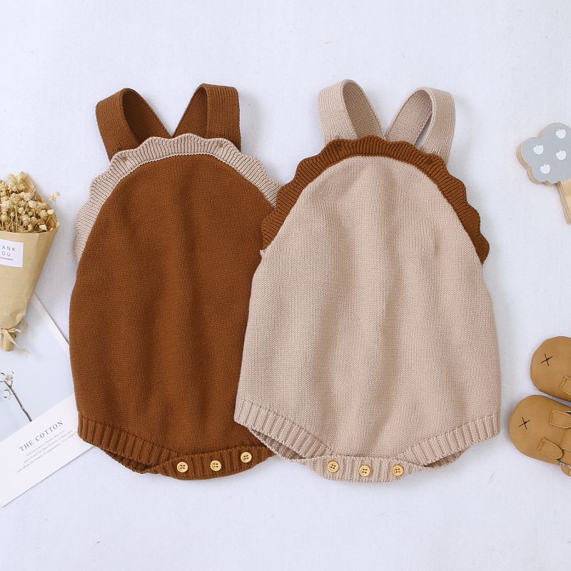 Arrival Autumn and Spring Baby Unisex Simple Solid Color or Dots Pattern Sleeveless Knitted Bodysuit
