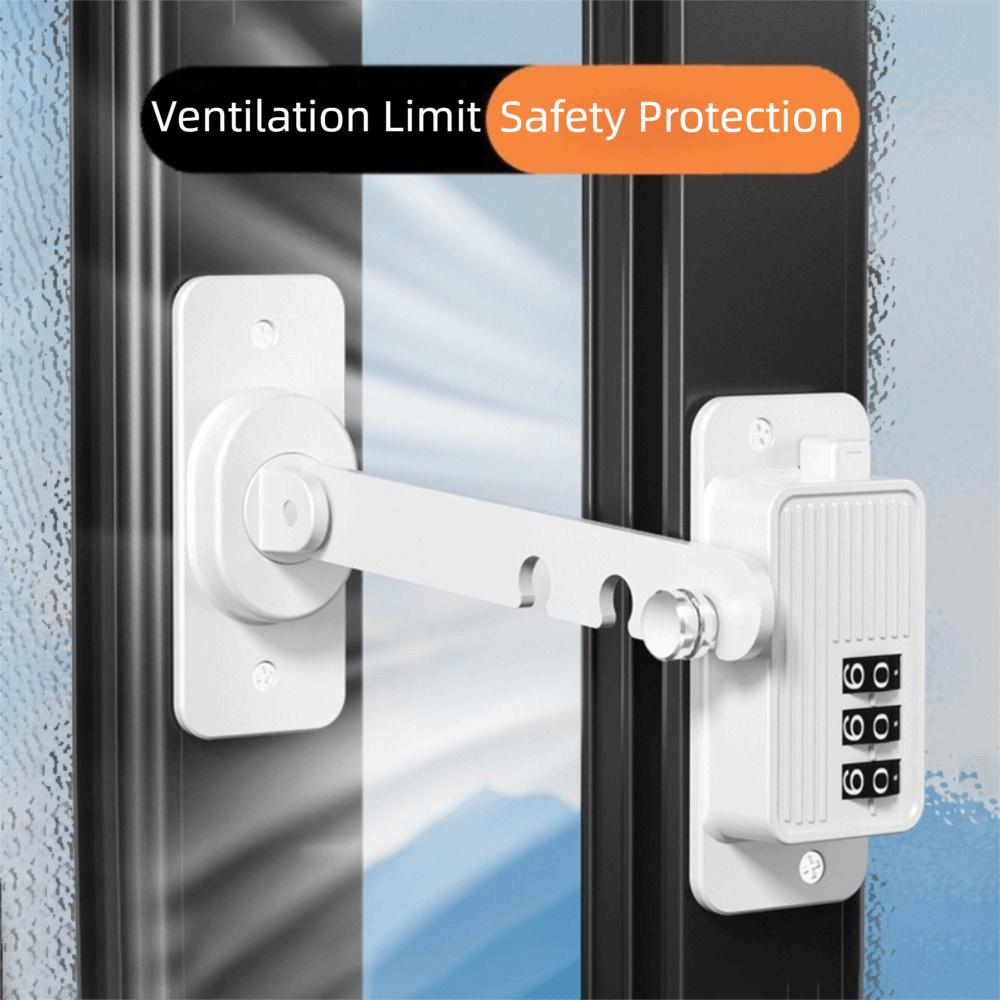 ABS Safety Lock Strong Fixation No Drilling Installation Digital Password Lock Coded Lock System Anti-pinch Design Window Lock