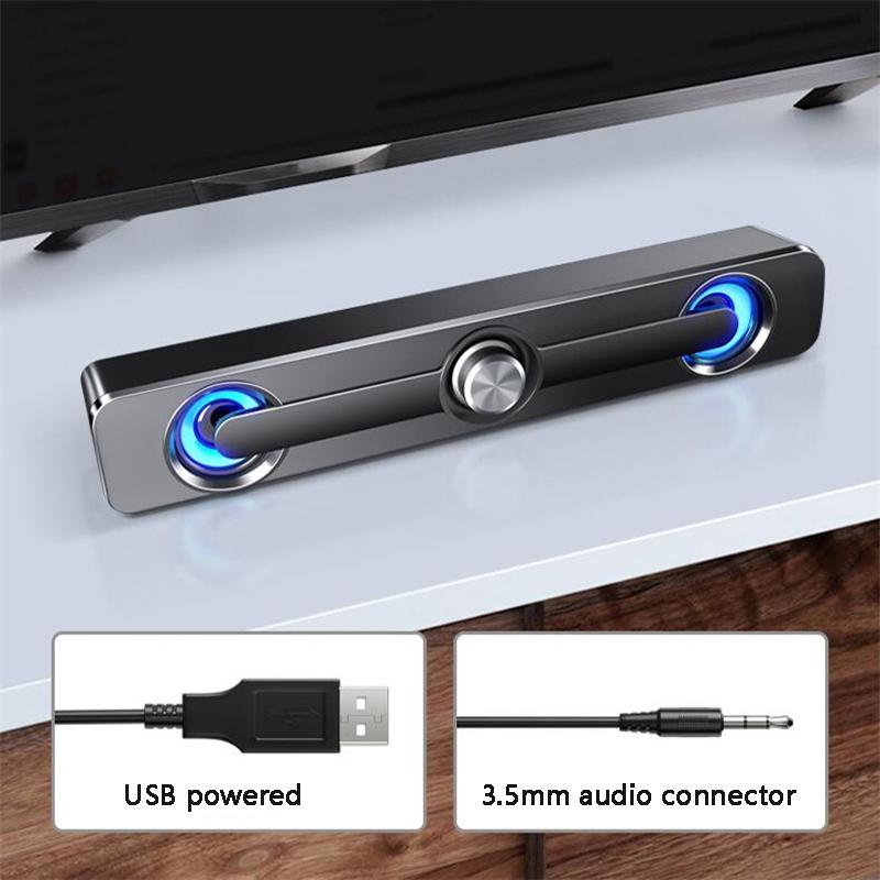 Kabelové USB Výkonný počítačový reproduktorový panel Stereo subwoofer Basový reproduktor Prostorový ozvučovací box LED Pro PC Laptop Telefon Tablet MP3 Bluetooth reproduktor