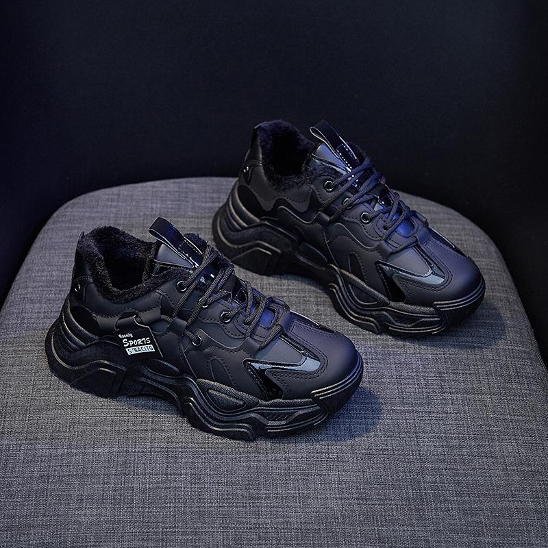 

Женские зимние кроссовки на меху, женские зимние сапоги, комфортная теплая плюшевая спортивная обувь, женская хлопковая обувь на платформе для скейтборда 35