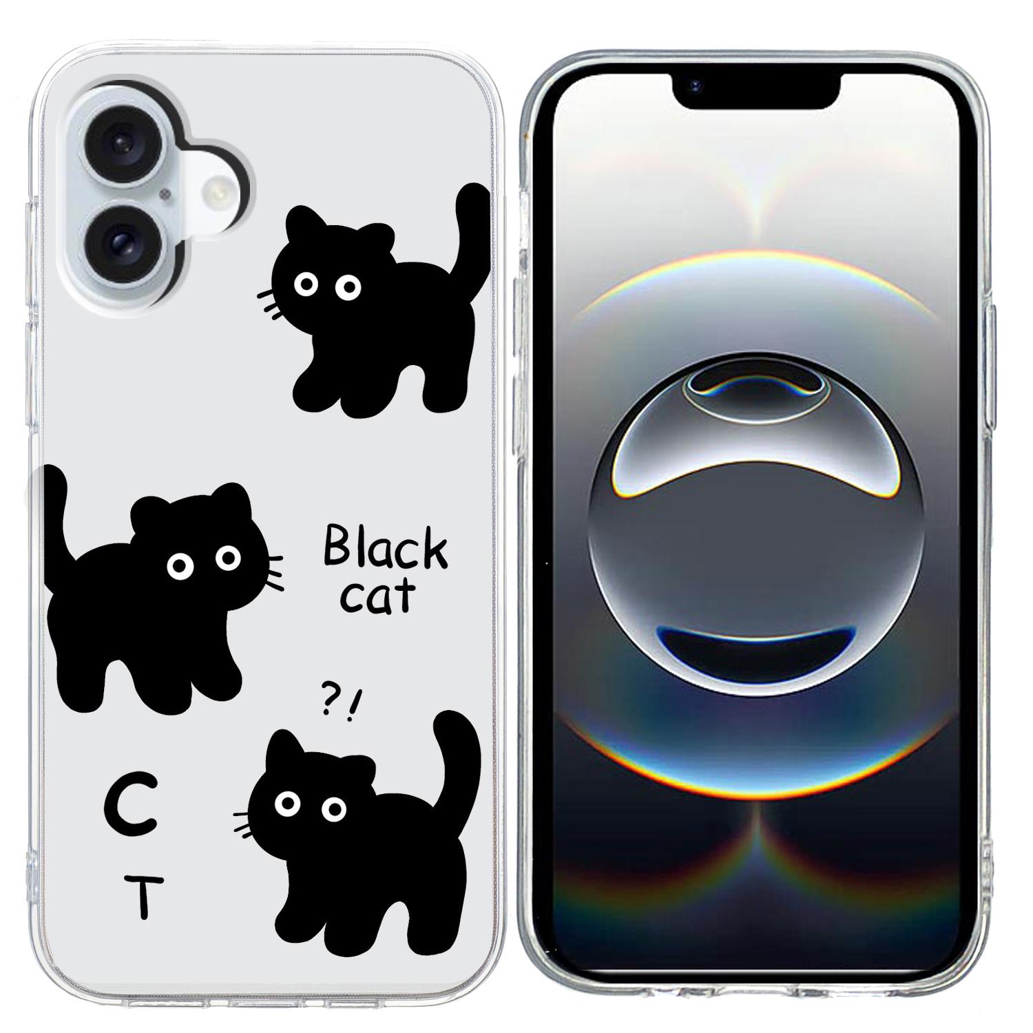 

Для iPhone 17 Чехол Мягкий ТПУ С Принтом Чехол для Телефона Black Cat