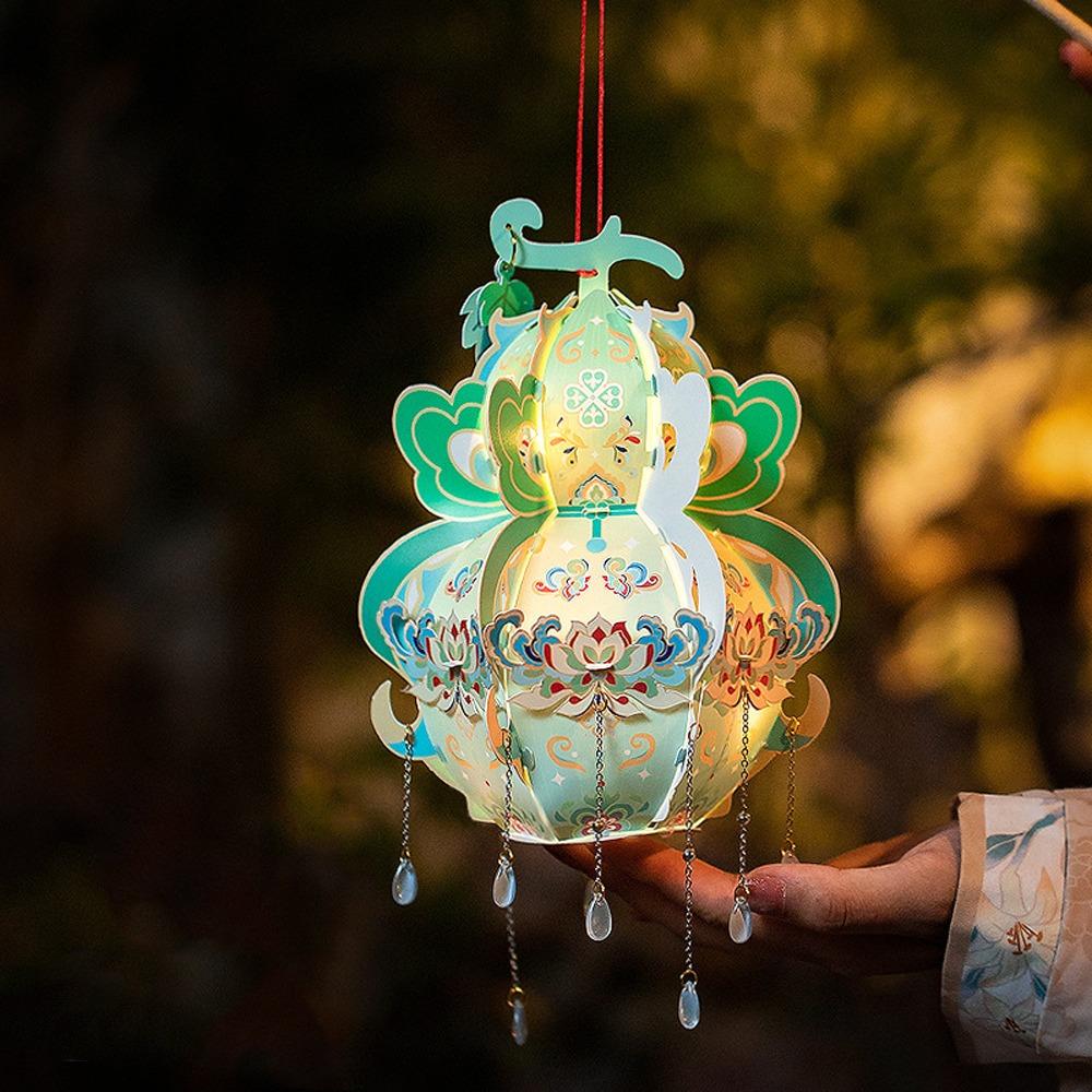 Chinese Style Portable Gourd Lantern PVC Antique Lantern LED Lantern Toys  Good Luck Gift