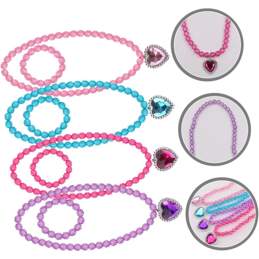 Jewellery Set for Girls Girls Princess Jewelry Dress up Set 4 Pack Necklace and Bracelet for Boys and Girls Parties Necklaces for Girls