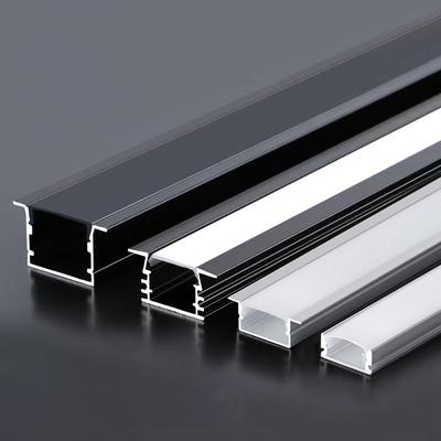 2010 2310 Schwarzes LED-Aluminiumprofil U-förmiger Kanal Schwarzer milchiger Diffusor Wandlinienbeleuchtung Schrankküche Lineares Streifenlicht