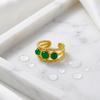 Vintage Multilayer Green Stone Ring for Women Delicate Adjustable Stainless Steel Gold Plated Finger Jewelry Party Gift