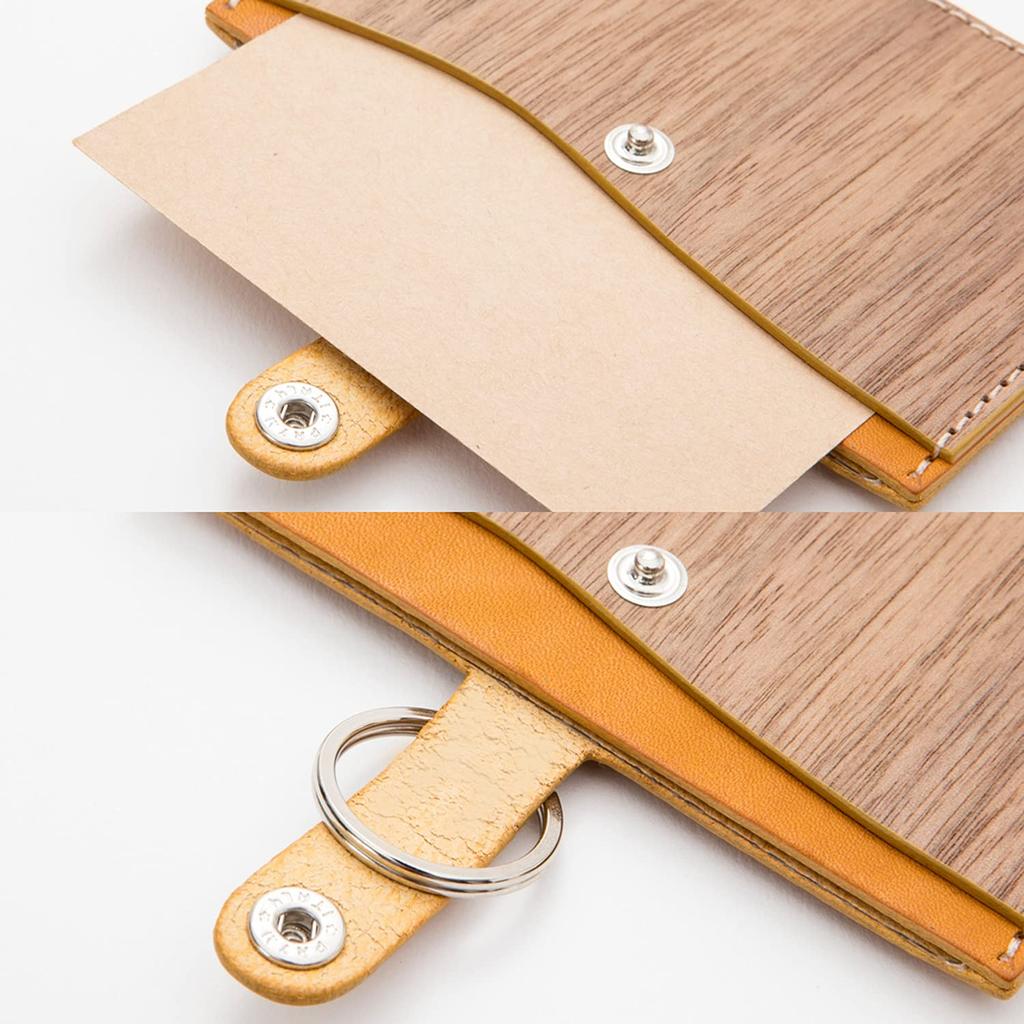 ID Card Holder ID Case ID Holder Commuter Pass Case Genuine Leather Natural Wood Wood Leather Made In Japan Mustard Men's Women's
