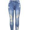 New Stretch Jeans Women's Long Broken Holes Mid-waist Small Feet Trousers