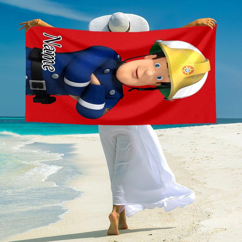Personalized Fireman Sam's Adventure Beach Towel Microfiber Beach Towel Thin Absorbent for Beach Swimming Yoga Bath Sports. 0910195