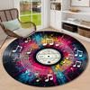 Colorful Splash Vinyl Record Musical Note Round Rug, Graffiti Music Staff Floor Mat for Music Studio Living Room Sofa Side Bar