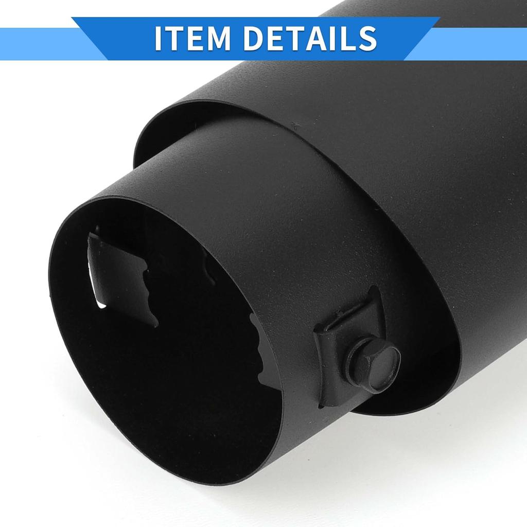 Slant Exhaust Tip, 1.2" - 2.4" Inlet 3.4" Outlet 5.3" Length Tailpipe Universal for Car Bolt on Stainless Steel Matte Black