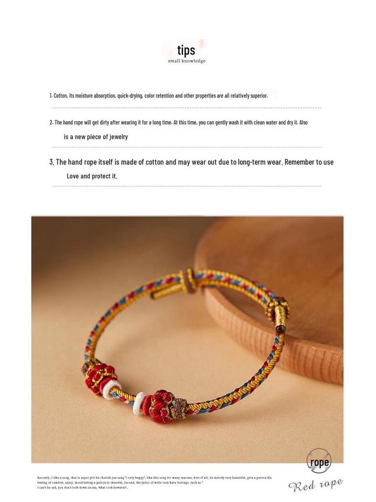 Dunhuang-Inspired Braided Bracelet: Handmade Rope, Ready for Lucky or Zodiac Beads