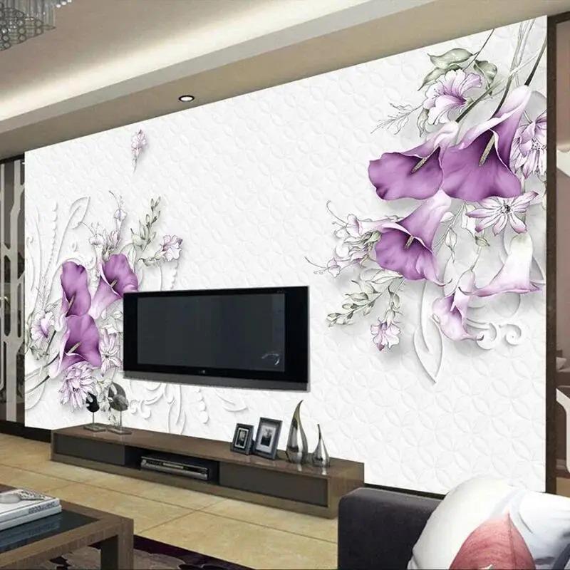 Tapet Modern 3d Tridimensional Floral Mural Fundal Sufragerie Tv Canapea Mural Dormitor Decor Home
